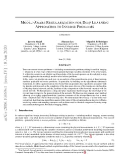 Model-Aware Regularization For Learning Approaches To Inverse Problems