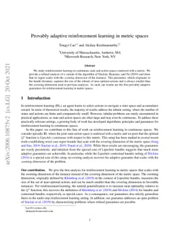 Provably adaptive reinforcement learning in metric spaces