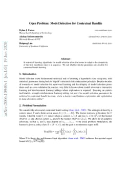 Open Problem: Model Selection for Contextual Bandits