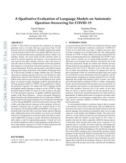 A Qualitative Evaluation of Language Models on Automatic
  Question-Answering for COVID-19
