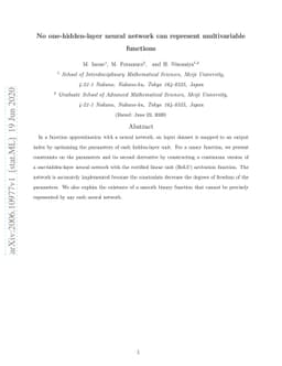 No one-hidden-layer neural network can represent multivariable functions