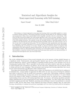 Statistical and Algorithmic Insights for Semi-supervised Learning with
  Self-training