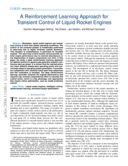 A Reinforcement Learning Approach for Transient Control of Liquid Rocket
  Engines