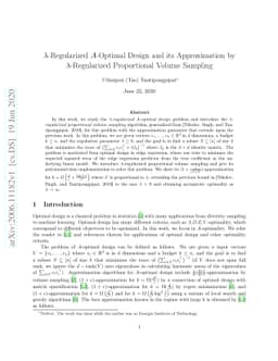 $λ$-Regularized A-Optimal Design and its Approximation by
  $λ$-Regularized Proportional Volume Sampling