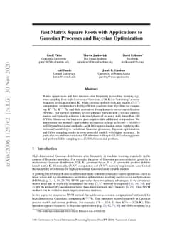 Fast Matrix Square Roots with Applications to Gaussian Processes and
  Bayesian Optimization