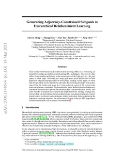 Generating Adjacency-Constrained Subgoals in Hierarchical Reinforcement
  Learning