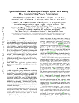 Speaker Independent and Multilingual/Mixlingual Speech-Driven Talking
  Head Generation Using Phonetic Posteriorgrams