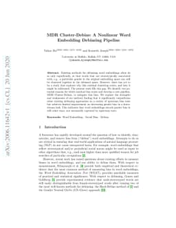 MDR Cluster-Debias: A Nonlinear WordEmbedding Debiasing Pipeline