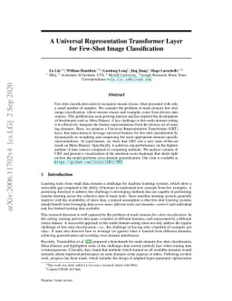 A Universal Representation Transformer Layer for Few-Shot Image
  Classification