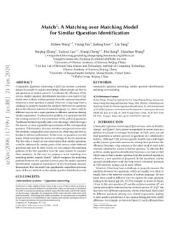 Match$^2$: A Matching over Matching Model for Similar Question
  Identification