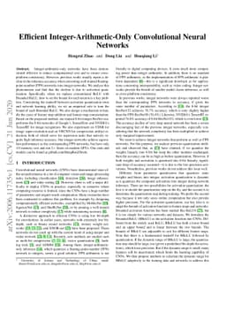 Efficient Integer-Arithmetic-Only Convolutional Neural Networks