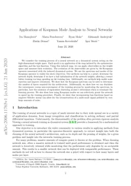 Applications of Koopman Mode Analysis to Neural Networks