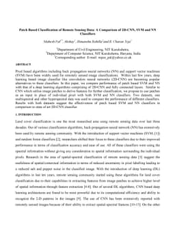 Patch Based Classification of Remote Sensing Data: A Comparison of
  2D-CNN, SVM and NN Classifiers