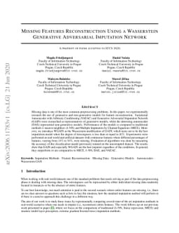 Missing Features Reconstruction Using a Wasserstein Generative
  Adversarial Imputation Network