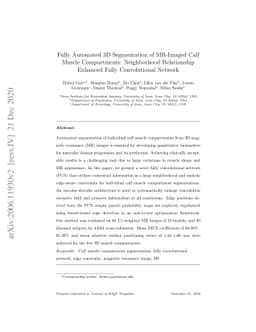 Fully Automated 3D Segmentation of MR-Imaged Calf Muscle Compartments:
  Neighborhood Relationship Enhanced Fully Convolutional Network