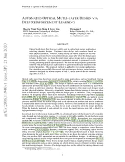 Automated Optical Multi-layer Design via Deep Reinforcement Learning