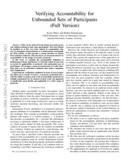 Verifying Accountability for Unbounded Sets of Participants