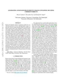 Generating Annotated High-Fidelity Images Containing Multiple Coherent
  Objects