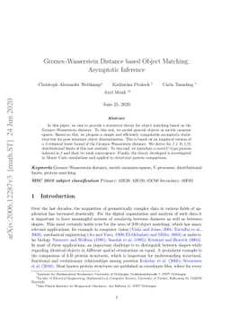 Gromov-Wasserstein Distance based Object Matching: Asymptotic Inference