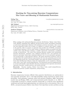 Stacking for Non-mixing Bayesian Computations: The Curse and Blessing of
  Multimodal Posteriors