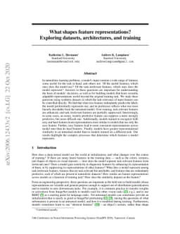 What shapes feature representations? Exploring datasets, architectures,
  and training