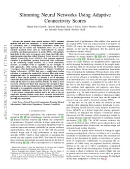Slimming Neural Networks using Adaptive Connectivity Scores