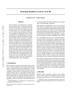 Technology Readiness Levels for AI & ML