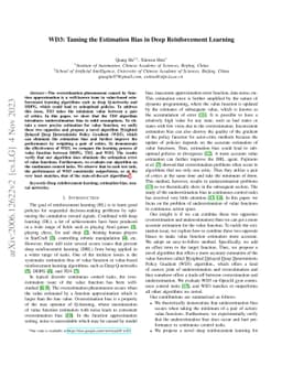 WD3: Taming the Estimation Bias in Deep Reinforcement Learning