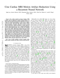 Cine Cardiac MRI Motion Artifact Reduction Using a Recurrent Neural
  Network