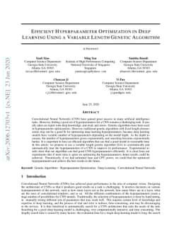 Efficient Hyperparameter Optimization in Deep Learning Using a Variable
  Length Genetic Algorithm