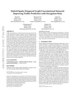 Hybrid Spatio-Temporal Graph Convolutional Network: Improving Traffic
  Prediction with Navigation Data