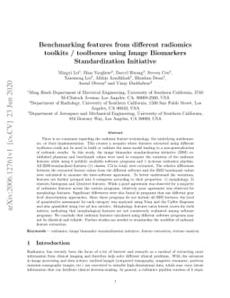 Benchmarking features from different radiomics toolkits / toolboxes
  using Image Biomarkers Standardization Initiative