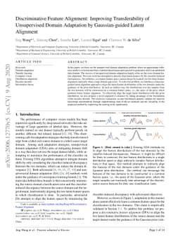 Discriminative Feature Alignment: Improving Transferability of
  Unsupervised Domain Adaptation by Gaussian-guided Latent Alignment