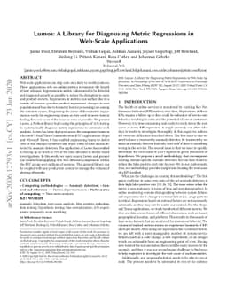 Lumos: A Library for Diagnosing Metric Regressions in Web-Scale
  Applications