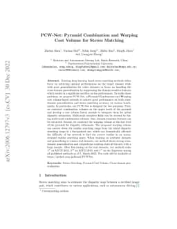 PCW-Net: Pyramid Combination and Warping Cost Volume for Stereo Matching