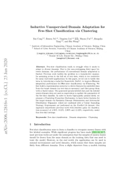 Inductive Unsupervised Domain Adaptation for Few-Shot Classification via
  Clustering