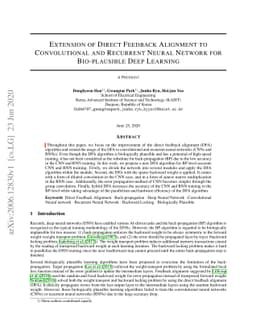Extension of Direct Feedback Alignment to Convolutional and Recurrent
  Neural Network for Bio-plausible Deep Learning