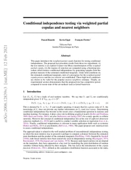Conditional independence testing via weighted partial copulas and
  nearest neighbors