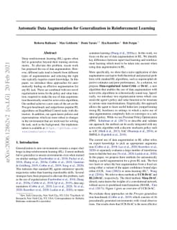 Automatic Data Augmentation for Generalization in Deep Reinforcement
  Learning