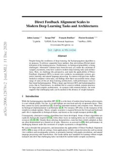 Direct Feedback Alignment Scales to Modern Deep Learning Tasks and
  Architectures