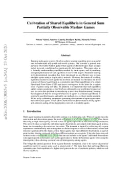 Calibration of Shared Equilibria in General Sum Partially Observable
  Markov Games