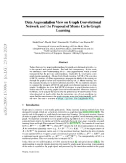 Data Augmentation View on Graph Convolutional Network and the Proposal
  of Monte Carlo Graph Learning