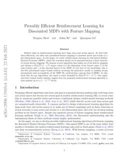 Provably Efficient Reinforcement Learning for Discounted MDPs with
  Feature Mapping