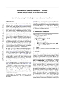 Incorporating Music Knowledge in Continual Dataset Augmentation for
  Music Generation