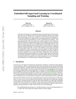 Embodied Self-supervised Learning by Coordinated Sampling and Training