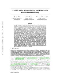 Control-Aware Representations for Model-based Reinforcement Learning