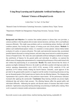 Using Deep Learning and Explainable Artificial Intelligence in Patients'
  Choices of Hospital Levels