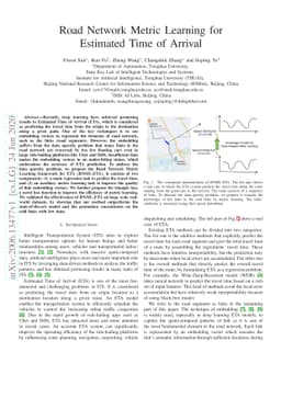 Road Network Metric Learning for Estimated Time of Arrival