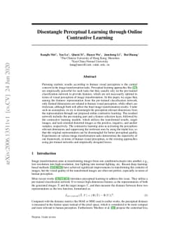 Disentangle Perceptual Learning through Online Contrastive Learning