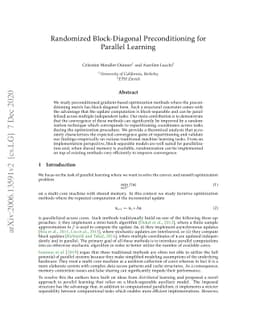 Randomized Block-Diagonal Preconditioning for Parallel Learning